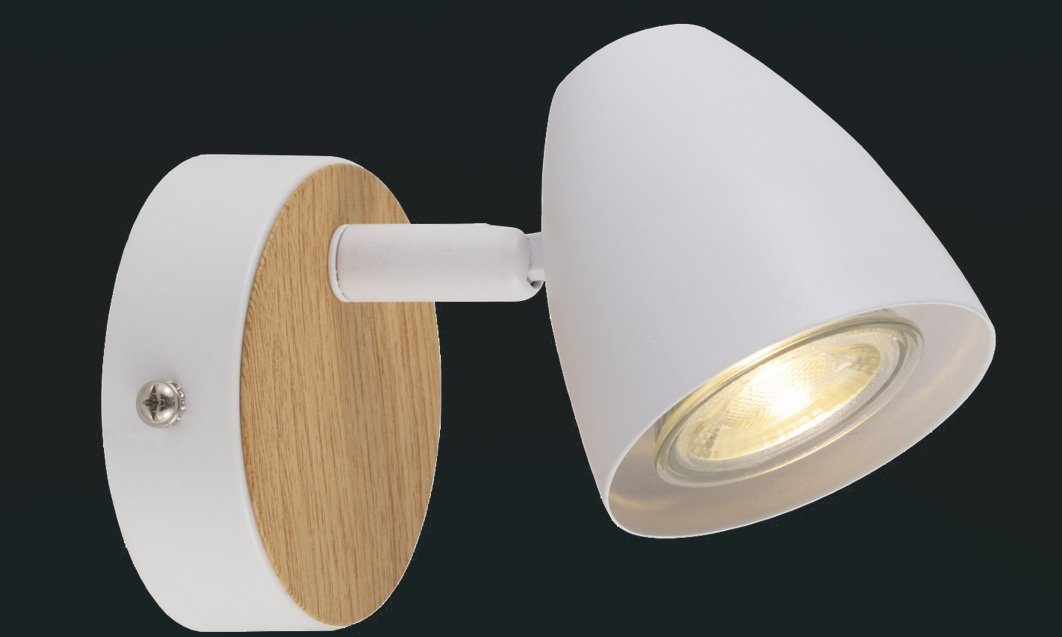 APLIQUE 1 X GU10 BLANCO+MADERA TULIPA CALADA